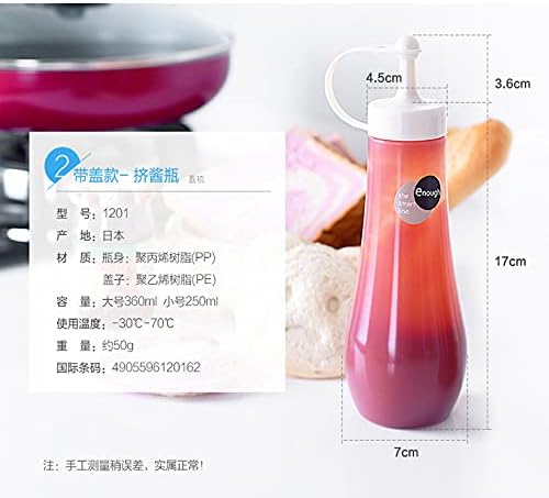 JapanBargain 3273, Készlet 4 Japán Műanyag Szorítani Szósz Üveg Adagoló Salátaöntet Üveg Fűszerezés Tartály Fűszer Ketchup, Méz, Ecet,