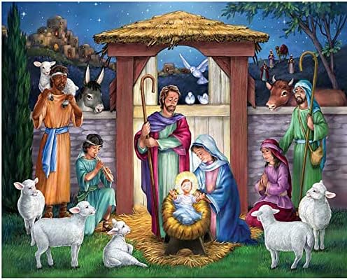 ZGmaxCL 5D DIY Gyémánt Festmény Készletek, a Felnőttek & Gyerekek Körben Teljes Gyakorlat Jézus Született Kristály Nagy Méretű