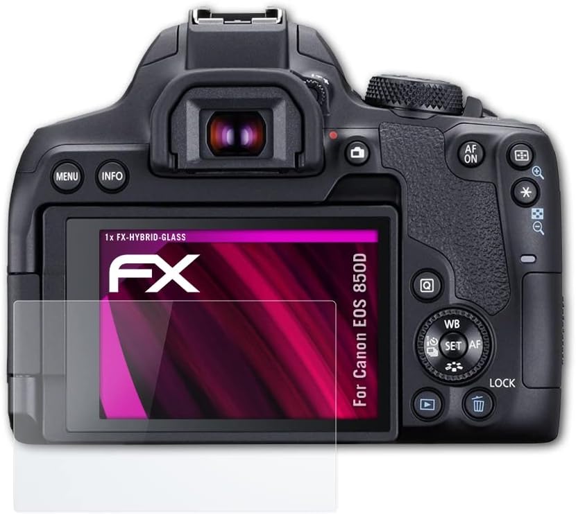 atFoliX Műanyag Üveg Védőfólia Kompatibilis Canon EOS 850D Üveg Protector, 9H Hibrid-Üveg FX Üveg kijelző Védő fólia, Műanyag
