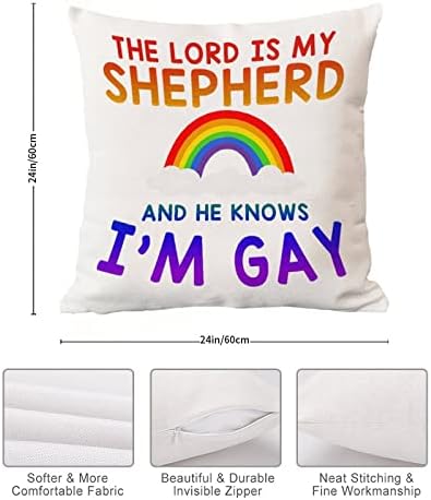 Leszbikus Meleg Büszkeség Pansexual Transznemű Párnát Fedezi Az Úr az Én Pásztorom, nem Tudja, hogy Meleg vagyok párnahuzat