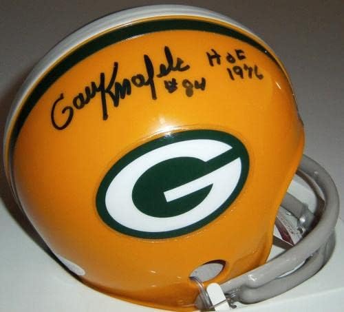 PACKERS Gary Knafelc aláírt mini sisak w/PHOF 1976 SZÖVETSÉG COA AUTO Aláírt - Dedikált NFL Sisak