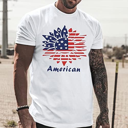UBST július 4 Férfi pólók Rövid Ujjú Hazafias USA Zászló Nyomtatás Sleeve Tee Maximum Nyári Alkalmi Edzés Tshirt