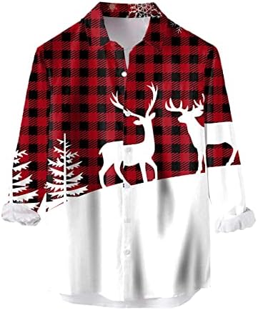 WYBAXZ Karácsonyi shirt Mens Férfi Alkalmi Hosszú Ujjú Őszi Téli Karácsonyi 3D Nyomtatott Pólók Divat Top Blúz