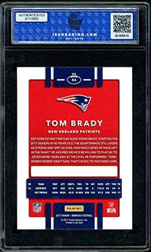 Tom Brady Kártya 2017 Panini Donruss 64 ISA 9 MENTA