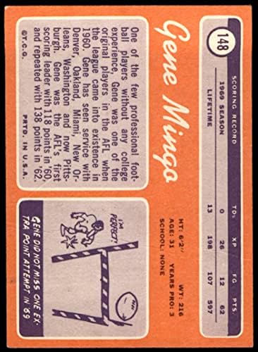 1970 Topps Rendszeres Foci card148 Gén Mingo a Pittsburgh Steelers Jó Minőségű