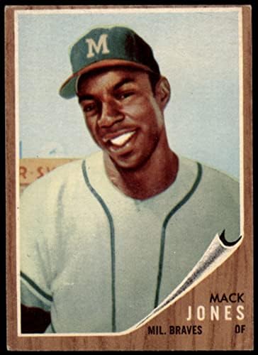 1962 Topps 186 GRN Mack Jones Milwaukee Bátrabbak (Baseball Kártya) (Zöld Árnyalat) VG Bátrabbak