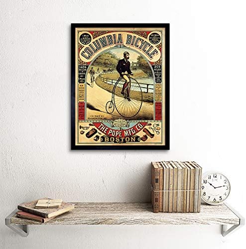 Penny Farthing Kerékpár Boston, USA Klasszikus Reklám, Retro Art Print Bekeretezett Poszter Fali Dekoráció 12x16 inch