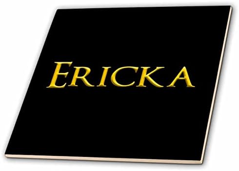 3dRose Ericka elegáns kislány neve Amerikában. Sárga, fekete talizmán - Csempe (ct_354439_1)