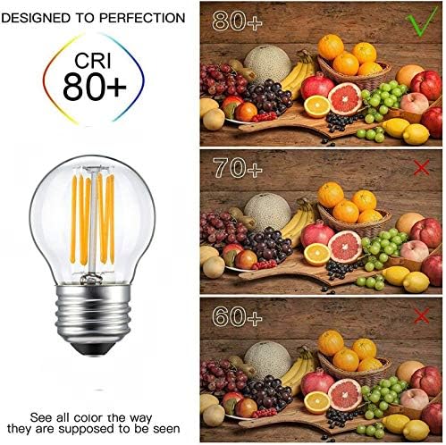 YDJoo G45 Edison LED Izzó Szabályozható 4W LED Izzószálas Villanykörte 40W Egyenértékű Meleg Fehér 2700K Átlátszó Üveg E26 Bázis