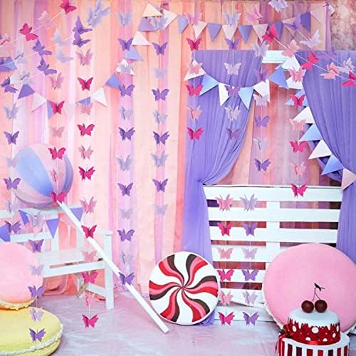 5 Db Pillangó Koszorú Dekoráció 3D Pillangó Banner Koszorú Rózsaszín Lila Pillangó Papír Lóg Garland a Baba Zuhany Szülinapi Haza