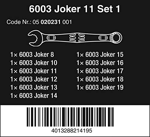 Wera 05020231001 6003 Joker 11 Set 1 Kombinált kulcs Készlet, 11 Db & 6004 Joker 4 Set 1 Egyéni beállítás villáskulcs készlet