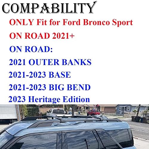 EZREXPM Kereszt Rúd tetőcsomagtartó Alkalmas Ford Bronco Sport 2021-2023 Bázis & Big Bend & 2021 Külső Bankok & 2023 Örökség Kiadás Keresztfa