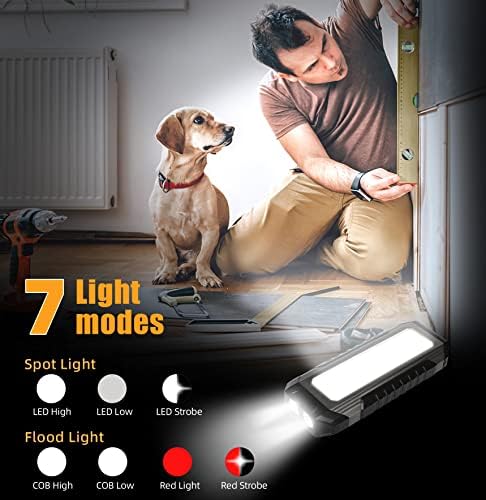 Az újratölthető Munka Fény,1200LM Hordozható LED Mágneses Lámpák Mobil Töltő&7 Fény Mód, COB Árvíz Fény, Autó Javítás, Vészhelyzet,