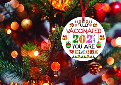 Teljesen Vakcinázott 2021 Karácsonyi Dísz Szívesen Kerámia Dísz Karantén Porcelán Dísz Megemlékező Emlék 3 Inch Kerek karácsonyfa