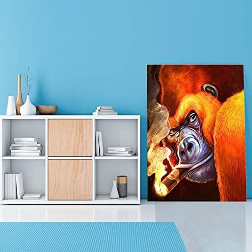 Állat Poszter Majom Gorilla Füstölgő Szivar, Vászon Nyomtatás Art Festmény a Falon, Vászon Festmény Wall Art Plakát Hálószoba, Nappali Dekor
