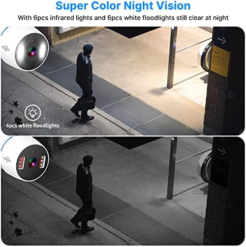 [Színes éjjellátó] Hiseeu Vezeték nélküli Biztonsági Kamera Rendszer, 3MP Mini NVR 1TB 2,5 Hüvelykes Merevlemez-Meghajtó Reflektorfénybe