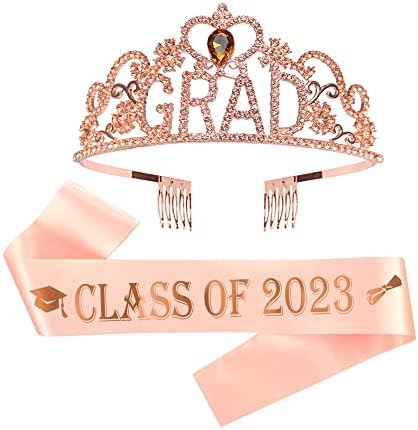 GotGala 2023 Érettségi Party Kellékek Rose Gold Érettségi Hercegnő Grad Korona Tiara, illetve Osztály 2023 Folt Szárny, a Lányok,
