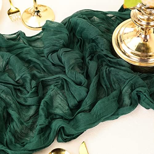 LINXTAR Smaragd Zöld Cheesecloth asztali Futó 10Ft Klasszikus Rusztikus Géz Terítő Tavaszi Dekoráció 35x122 Hüvelyk Bohém Esküvői Baba Zuhany
