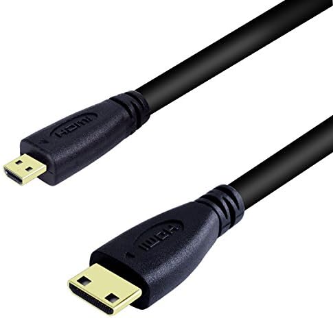 Bonayuanda Micro HDMI Férfi Írja be a D C Típusú Mini HDMI Male Csatlakozó Adapter kábel Kábel Fekete（2db）