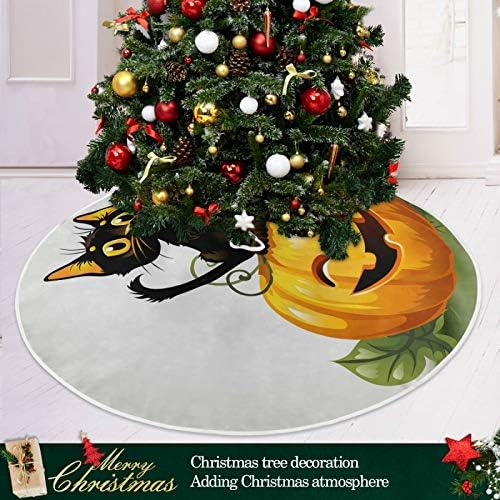 ALAZA Christmastree Szoknya Dekoráció,Kis Mini Szoknya Fa Dísz 35.4 Hüvelyk Aranyos Fekete Macska, Halloween Tök, Halloween