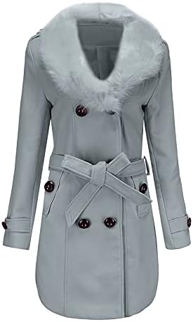 NDVYXX Gyapjú Hajtóka Árok Parka Kabát Női Meleg Outwear Hosszú Kabát, Felöltő Bevágott egysoros Outwear Téli Kabátok