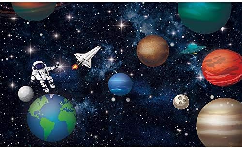 Allenjoy világűrben Rakéta Űrhajós Hátteret Kisfiú Gyerekek Univerzum Bolygó Galaxy Szülinapi Buli Torta Táblázat Becoration Banner 5x3ft
