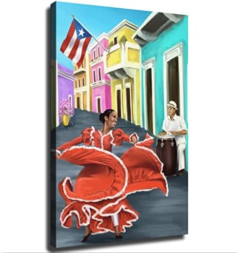 Spanyol Örökség Hónap Poszter Wall Art Esztétikai Poszter Puerto ricó-i Hagyományos Tánc Plakátok Modern Nyomatok Festmények