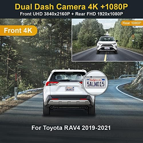 Fitcamx 4K Első, mind a Hátsó Kamera Alkalmas Toyota RAV4 2021 2019 2020 LE Korlátozott Prémium XLE TRD Hibrid Elsődleges XSE