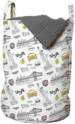 Lunarable Amerikai Szennyesét, New York a Szabadság-Hotdog Taxi Hamburgert Manhattan-Híd, Szennyestartó Kosár fogantyúval vákuumzáras a