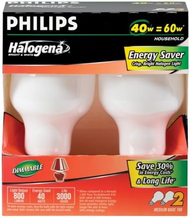 Philips 209676 Halogena Energiatakarékos 40 W-Os, 60 Watt Egyenértékű, T60 Háztartási Izzó, 2 Db-Os Csomag