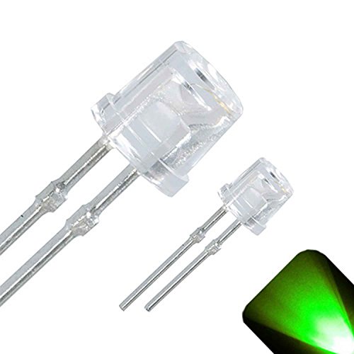 3 mm Lapos Tetején Széles Látószögű Tiszta Zöld LED - Ultra Fényes (Csomag 10)