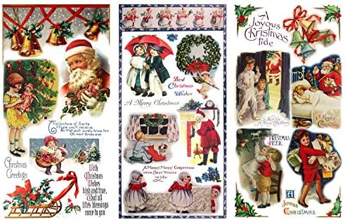 Decoupage Papír Csomag (12 Lap A4 / 8x11) Karácsonyi Mikulás Harangok Ajándék FLONZ Vintage Ritkaságokat