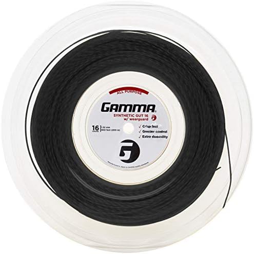 Gamma Sport Szintetikus Gut a Wearguard Tenisz String Tekercs, Fekete, 660'/16g
