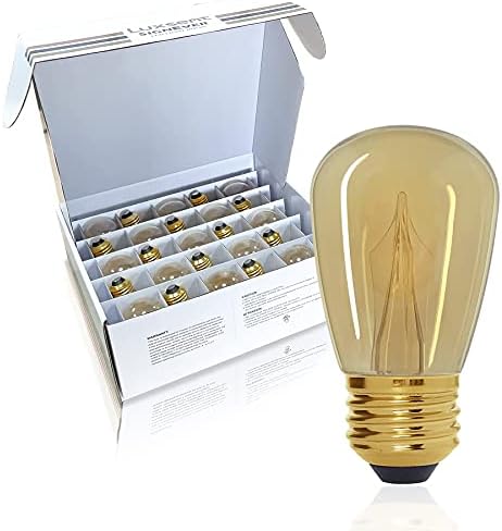 Luxsent Vintage Stílusú Edison S14 LED Izzó, Sárga, Meleg 2200K, Kültéri Vízálló Törhetetlen, 1 W Alacsony Teljesítmény (10W Egyenértékű), E26