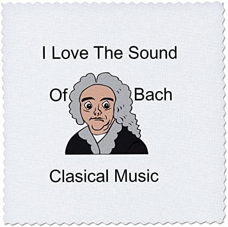 3dRose Kép a Szeretet Hangja Bach Klasszikus Zene Rajzfilm Bach - Paplan Négyzetek (qs-364026-2)