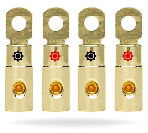 InstallGear 4 AWG Felmérni, Arany Gyűrű, csavarok Akkumulátor Gyűrű Terminálok (4 / Csomag)