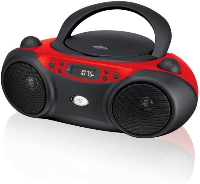 GPX, Inc. Hordozható felültöltős CD Boombox a AM/FM Rádió, 3,5 mm-es Sort a Készülék MP3 - Vörös/Fekete