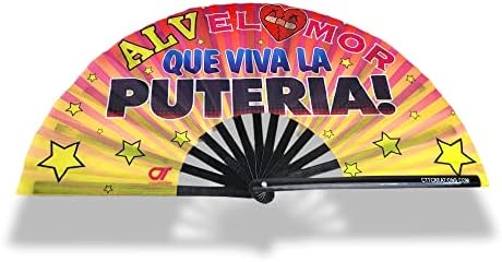 CTT ALKOTÁSOK Nagy Legyező - 13i nches Magas, 25 cm Széles Oldali Ventilátor - alv-t EL Amor QUE Viva LA PUTERIA - Fan Események