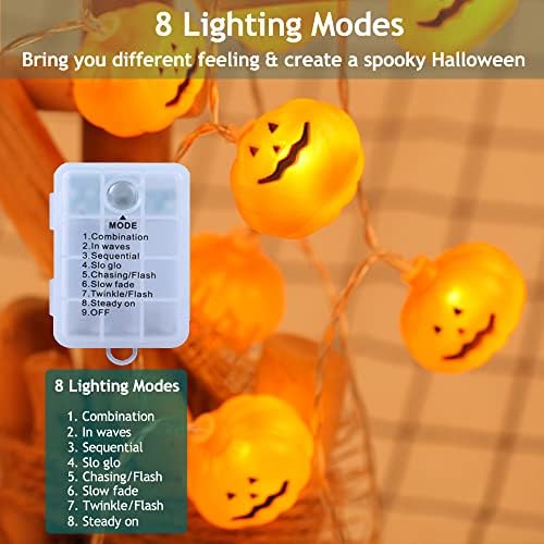 Elemes Halloween String Világítás - 20 LED Tök Fények elemes Húr Fények 8 Világítási Módok Halloween Dekoráció Fények a Kertben Fél Tornácon
