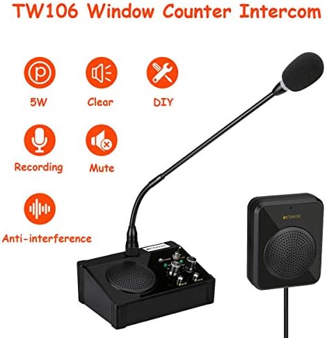 Retekess TW106 Ablak Kaputelefon Rendszer esetén a 2 TW106 Ablak Hangszóró, Nagy teljesítményű Hangfal, Támogatja Felvétel, Üzleti, Kormányzati