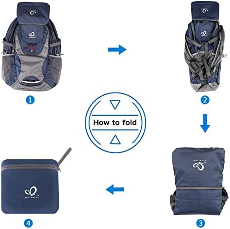 WATERFLY Könnyű Pakolható Túrázás Hátizsák： Összecsukható Utazási Daypack Ultrakönnyű Kemping Nap Csomag Nő Férfi