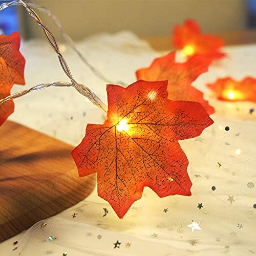 Qomalaya 2 Csomag Ősz, Juhar Levelek String Fények, dekorációról,Összesen 14 Méter 40 LED-es Őszi Maple Leaf Garland elemes Tündér Világítás