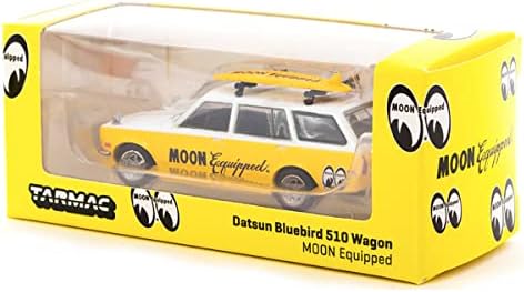 Datsun Bluebird 510 Kocsi Sárga-Fehér Hold Felszerelt w/tetőcsomagtartó & Szörfdeszka Global64 Sorozat 1/64 Fröccsöntött Modell