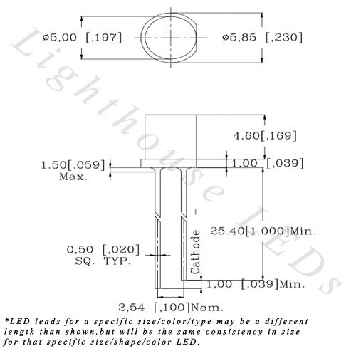 5mm Szórt Lapos Tetején Széles Szög Sárga/Arany LED - Széles Látószögű (Csomag 500)