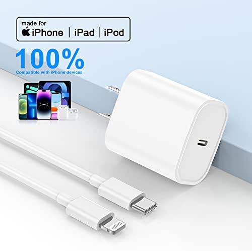 【Apple Mpi Hitelesített】 3Pack iPhone 14 13 12 11 Gyors Töltő,Apple Blokk USB C Gyorsan Fali Csatlakozót 6ft USB-C-Lightning Kábel iPhone14/13/13Pro