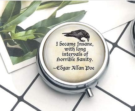 Edgar Allan Poe Kulcstartó Lettem Őrült Hosszú időközönként Szörnyű Kompakt, 3 Rekesz Gyógyszer Esetben Gyógyszeres Dobozt a Zsebében