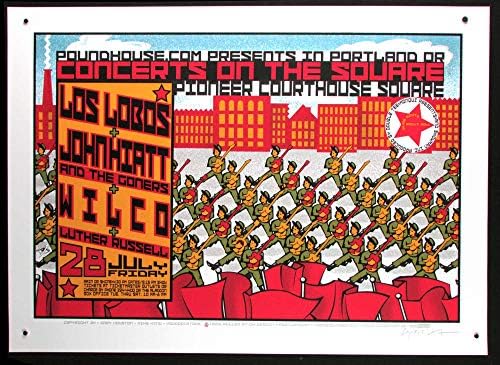 Los Lobos Wilco Poszter John Hiatt 2000 Eredeti Aláírt Silkscreen Gary Houston