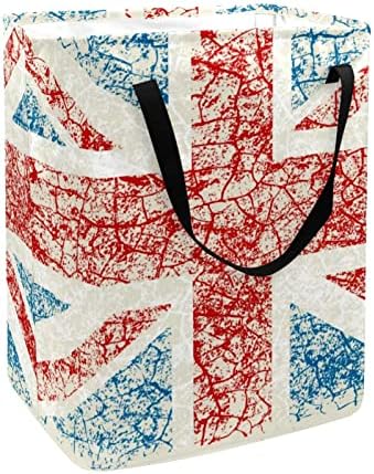 Nagy Brit BRIT Zászló Grunge Textúra Nyomtatás Összecsukható Szennyesben, 60L Vízálló Szennyes Kosarat Mosás Bin Ruhák, Játékok