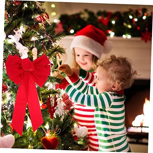 Toyvian 4db csokornyakkendő Adornos Navideños para Külső Karácsonyi Íj Lóg karácsonyfa Díszítés a Vörös Terítő Mini Medál