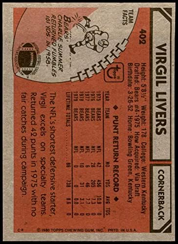 1980 Topps 402 Virgil Máj Chicago Bears (Foci Kártya) NM+ Medvék